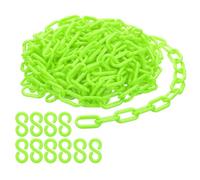 PATIKIL Plastic Chain Links, 30 Feet Safety Chains, Green Plastic Chains for Barriers, Crowd Control, Queue Lines, Parking, Fences, Gate, Concerts, and Decoration