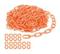 PATIKIL Plastic Chain Links, 30 Feet Safety Chains, Orange Plastic Chains for Barriers, Crowd Control, Queue Lines, Parking, Fences, Gate, Concerts, and Decoration