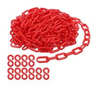 PATIKIL Plastic Chain Links, 30 Feet Safety Chains, Red Plastic Chains for Barriers, Crowd Control, Queue Lines, Parking, Fences, Gate, Concerts, and Decoration