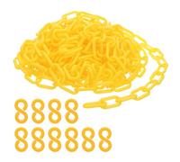 PATIKIL Plastic Chain Links, 30 Feet Safety Chains, Yellow Plastic Chains for Barriers, Crowd Control, Queue Lines, Parking, Fences, Gate, Concerts, and Decoration