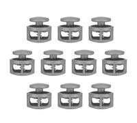 PATIKIL Plastic Cord Lock, 10 Pack Double Hole Spring Cord Toggle Stopper Slider Stops Fastener End for Paracord, Camping, Hiking, Shoelace Replacement, Gray
