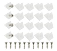 PATIKIL Plastic Corner Braces, 100 Pcs White L-Brackets Furniture Angle Code Bracket with Screws for Wood Shelf Closet Cabinet Drawers Support