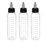 PATIKIL Plastic Dispensing Bottle 110ml (4oz), 3 Pcs Squeeze Bottles for Liquids, Small Squeeze Graduated Empty Applicator with Twist Cap for Inks Oils Sauces Arts Craft, Transparent/Black