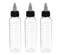 PATIKIL Plastic Dispensing Bottle 110ml (4oz), 3 Pcs Squeeze Bottles for Liquids, Small Squeeze Graduated Empty Applicator with Twist Cap Bowl-shaped for Inks Oil Sauces, Transparent/Black