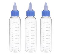 PATIKIL Plastic Dispensing Bottle 110ml (4oz), 3 Pcs Squeeze Bottles for Liquids, Small Squeeze Graduated Empty Applicator with Twist Cap for Inks Oils Sauces Arts Crafts, Transparent/Blue