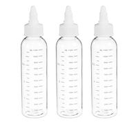 PATIKIL Plastic Dispensing Bottle 110ml (4oz), 3 Pcs Squeeze Bottles for Liquids, Small Squeeze Graduated Empty Applicator with Twist Cap for Inks Oils Sauces Arts Craft, Transparent/White