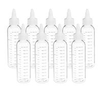 PATIKIL Plastic Dispensing Bottle 110ml (4oz), 9 Pcs Squeeze Bottles for Liquids, Small Squeeze Graduated Empty Applicator with Twist Cap for Inks Oils Sauces Arts Craft, Transparent/White