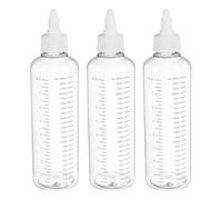 PATIKIL Plastic Dispensing Bottle 230ml (8oz), 3 Pcs Squeeze Bottles for Liquids, Small Squeeze Graduated Empty Applicator with Twist Cap for Inks Oils Sauces Arts Craft, Transparent/White