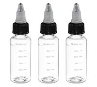 PATIKIL Plastic Dispensing Bottle 30ml (1oz), 3 Pcs Squeeze Bottles for Liquids, Small Squeeze Graduated Empty Applicator with Twist Cap for Inks Oils Sauces Arts Crafts, Transparent/Black
