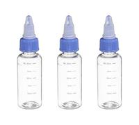 PATIKIL Plastic Dispensing Bottle 30ml (1oz), 3 Pcs Squeeze Bottles for Liquids, Small Squeeze Graduated Empty Applicator with Twist Cap for Inks Oils Sauces Arts Crafts, Transparent/Blue