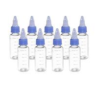 PATIKIL Plastic Dispensing Bottle 30ml (1oz), 9 Pcs Squeeze Bottles for Liquids, Small Squeeze Graduated Empty Applicator with Twist Cap for Inks Oils Sauces Arts Crafts, Transparent/Blue
