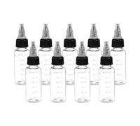 PATIKIL Plastic Dispensing Bottle 30ml (1oz), 9 Pcs Squeeze Bottles for Liquids, Small Squeeze Graduated Empty Applicator with Twist Cap Bowl-shaped for Inks Oils Sauces, Transparent/Black