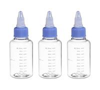 PATIKIL Plastic Dispensing Bottle 50ml (2oz), 3 Pcs Squeeze Bottles for Liquids, Small Squeeze Graduated Empty Applicator with Twist Cap for Inks Oils Sauces Arts Crafts, Transparent/Blue
