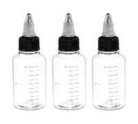 PATIKIL Plastic Dispensing Bottle 50ml (2oz), 3 Pcs Squeeze Bottles for Liquids, Small Squeeze Graduated Empty Applicator with Twist Cap for Inks Oils Sauces Arts Crafts, Transparent/Black