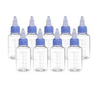 PATIKIL Plastic Dispensing Bottle 50ml (2oz), 9 Pcs Squeeze Bottles for Liquids, Small Squeeze Graduated Empty Applicator with Twist Cap for Inks Oils Sauces Arts Crafts, Transparent/Blue