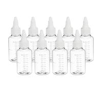 PATIKIL Plastic Dispensing Bottle 50ml (2oz), 9 Pcs Squeeze Bottles for Liquids, Small Squeeze Graduated Empty Applicator with Twist Cap for Inks Oils Sauces Arts Crafts, Transparent/White