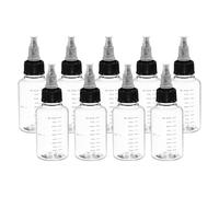 PATIKIL Plastic Dispensing Bottle 50ml (2oz), 9 Pcs Squeeze Bottles for Liquids, Small Squeeze Graduated Empty Applicator with Twist Cap Bowl-shaped for Inks Oils Sauces, Transparent/Black