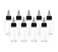 PATIKIL Plastic Dispensing Bottle 50ml (2oz), 9 Pcs Squeeze Bottles for Liquids, Small Squeeze Graduated Empty Applicator with Twist Cap for Inks Oils Sauces Arts Crafts, Transparent/Black