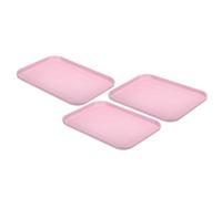 PATIKIL Plastic Fast Food Serving Tray, 3 Pcs 9.8" x 6.7" Reusable Rectangular Cafeteria Serving Platter for Party Kitchen Restaurant, Pink