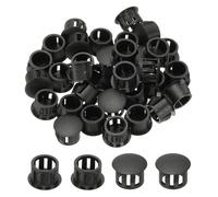 PATIKIL Plastic Hole Plugs, 48 Pcs 4/9"(12mm) Plastic Plugs Screw Hole Plug Snap Desk Grommet Buckle Knockout Locking Plugs Furniture Insert End Cap for Holes Kitchen Cabinet, Black