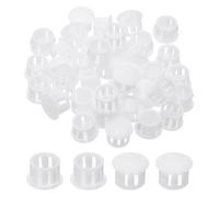 PATIKIL Plastic Hole Plugs, 48 Pcs 4/9"(12mm) Plastic Plugs Screw Hole Plug Snap Desk Grommet Buckle Knockout Locking Plugs Furniture Insert End Cap for Holes Kitchen Cabinet, White