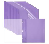 PATIKIL Plastic Report Covers with Prong, 10 Pcs 80 Sheet Clear Front Presentation Binders with 3 Metal Prong Fasteners Report Folder for Resume Documents Files Letter, Light Purple