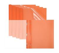 PATIKIL Plastic Report Covers with Prong, 5 Pcs 80 Sheet Clear Front Presentation Binders with 3 Metal Prong Fasteners Report Folder for Resume Documents Files Letter, Orange