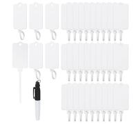 PATIKIL Plastic Tags 2.48"x1.46", 100 Pcs Blank Waterproof Shipping Label Security Seals Writable Hanging Tags Ties with Marker Pen for Labeling Luggage Logistics, White