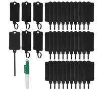 PATIKIL Plastic Tags 6.1"x1.46", 100 Pcs Blank Waterproof Shipping Label Security Seals Writable Hanging Tags Ties with Marker Pen for Labeling Luggage Logistics, Black