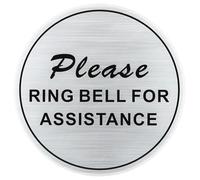 PATIKIL Please Ring Bell For Assistance Sign, 10"ODx0.12"T Self-Adhesive Warning Sign for Business Home Door Wall Window Office Entrance, Brushed Silver