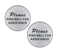 PATIKIL Please Ring Bell for Assistance Sign, 2Pcs 4"ODx0.12"T Self-Adhesive Warning Sign for Business Home Door Wall Window Office Entrance, Brushed Silver