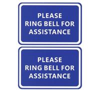 PATIKIL Please Ring Bell For Assistance Sign, 2Pcs 6"Lx4"W Self-Adhesive Warning Sign for Business Home Door Wall Window Office Entrance, Blue Board White