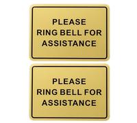 PATIKIL Please Ring Bell for Assistance Sign, 2Pcs 8"Lx6"W Self-Adhesive Warning Sign for Business Home Door Wall Window Office Entrance, Brushed Gold