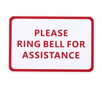 PATIKIL Please Ring Bell For Assistance Sign, 6"Lx4"W Self-Adhesive Warning Sign for Business Home Door Wall Window Office Entrance, White Board Red