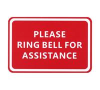 PATIKIL Please Ring Bell For Assistance Sign, 6"Lx4"W Self-Adhesive Warning Sign for Business Home Door Wall Window Office Entrance, Red Board White Text