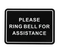 PATIKIL Please Ring Bell For Assistance Sign, 6"Lx4"W Self-Adhesive Warning Sign for Business Home Door Wall Window Office Entrance, Black Board Silver