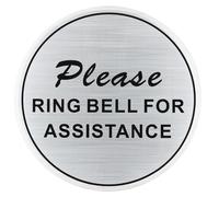 PATIKIL Please Ring Bell For Assistance Sign, 6"ODx0.12"T Self-Adhesive Warning Sign for Business Home Door Wall Window Office Entrance, Brushed Silver