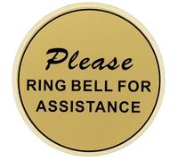 PATIKIL Please Ring Bell For Assistance Sign, 6"ODx0.12"T Self-Adhesive Warning Sign for Business Home Door Wall Window Office Entrance, Brushed Gold
