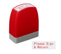 PATIKIL Please Sign & Return Teacher Stamps, 2.1x1.7x0.9 Inch Homework Stamper, Teacher Grading Office Photosensitive Stamp with Red Ink for Homework Documents Checks, Red Casing