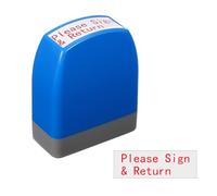 PATIKIL Please Sign & Return Teacher Stamps, 2.1x1.7x0.9 Inch Homework Stamper, Teacher Grading Office Photosensitive Stamp with Red Ink for Homework Documents Checks, Blue Casing