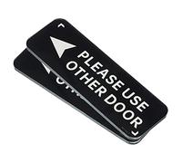 PATIKIL Please Use Other Door Left Arrow Sign, 2 Pack Acrylic 6"x2" Self Adhesive Door Sign Sticker Wall Plates for Office Home Business, Black