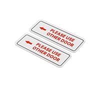 PATIKIL Please Use Other Door Left Arrow Sign, 2 Pack Acrylic 6"x2" Self Adhesive Door Sticker Label Wall Mounting Sign for Office Business Hotel, White