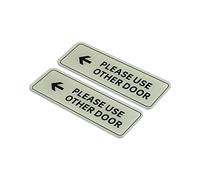 PATIKIL Please Use Other Door Left Arrow Sign, 2 Pack Acrylic 6"x2" Self Adhesive Door Sticker Wall Mounting Sign for Office Business Hotel, Silver