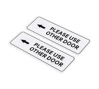 PATIKIL Please Use Other Door Left Arrow Sign, 2 Pack Acrylic 9"x3" Self Adhesive Door Sticker Wall Mounting Sign for Office Business Hotel, White