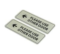 PATIKIL Please Use Other Door Left Arrow Sign, 2 Pack Acrylic 9"x3" Self Adhesive Door Sticker Wall Mounting Sign for Office Business Hotel, Silver