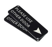 PATIKIL Please Use Other Door Right Arrow Sign, 2 Pack Acrylic 9"x3" Self Adhesive Door Sign Sticker Wall Plates for Office Home Business, Black