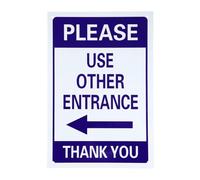 PATIKIL Please Use Other Entrance Thank You Sign, 12x8 Inch Left Arrow, Aluminum Composite Directional Sign for Office Warehouse Business Outdoor Indoor Use, Blue on White(Vertical)