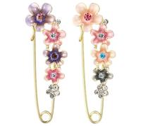 PATIKIL Plum Crystal Safety Decorative Pins Brooch Clip Clasp Pin, 2Pcs Anti Exposure Enamel for Women Sweaters, Shawls, Collars, Dress