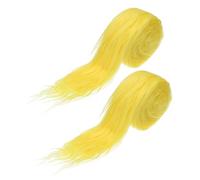 PATIKIL Plush Faux Fur Fabric Precut Strips, 2 Pcs 59 x 2 Inch Fluffy Faux Fur Ribbon Artificial Craft Fur for DIY Crafts Christmas Halloween Gnome Beard, Yellow