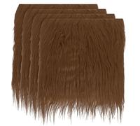 PATIKIL Plush Faux Fur Fabric Square, 4 Pcs 10 x 10 Inch Fluffy Faux Fur Patches Cuts Artificial Craft Fur for DIY Crafts Christmas Halloween Gnome Beard, Brown